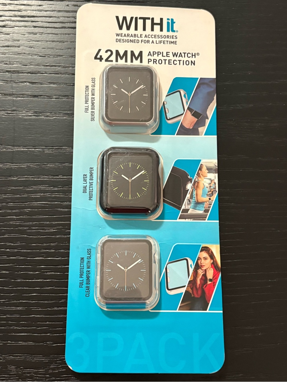 42mm Apple Watch Protective Case 3-Pack in Black and Clear